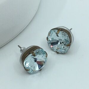 Liz Palacios Aquamarine Blue Swarovski Crystal Chunky Stud Earrings Pierced